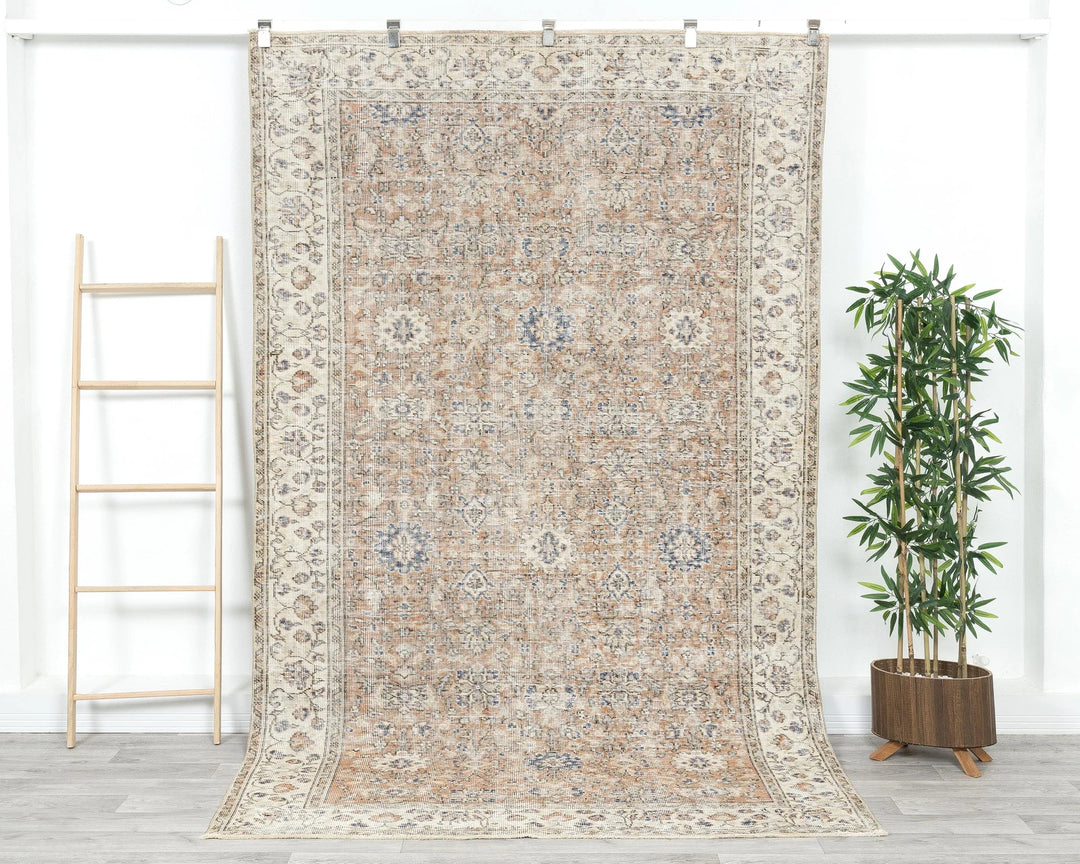 Pink Turkish Oushak Rug 8'8" x 5'1" Hand-Knotted | No. VR87194