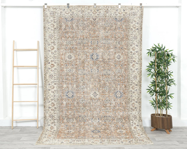 Pink Turkish Oushak Rug 8'8" x 5'1" Hand-Knotted | No. VR87194
