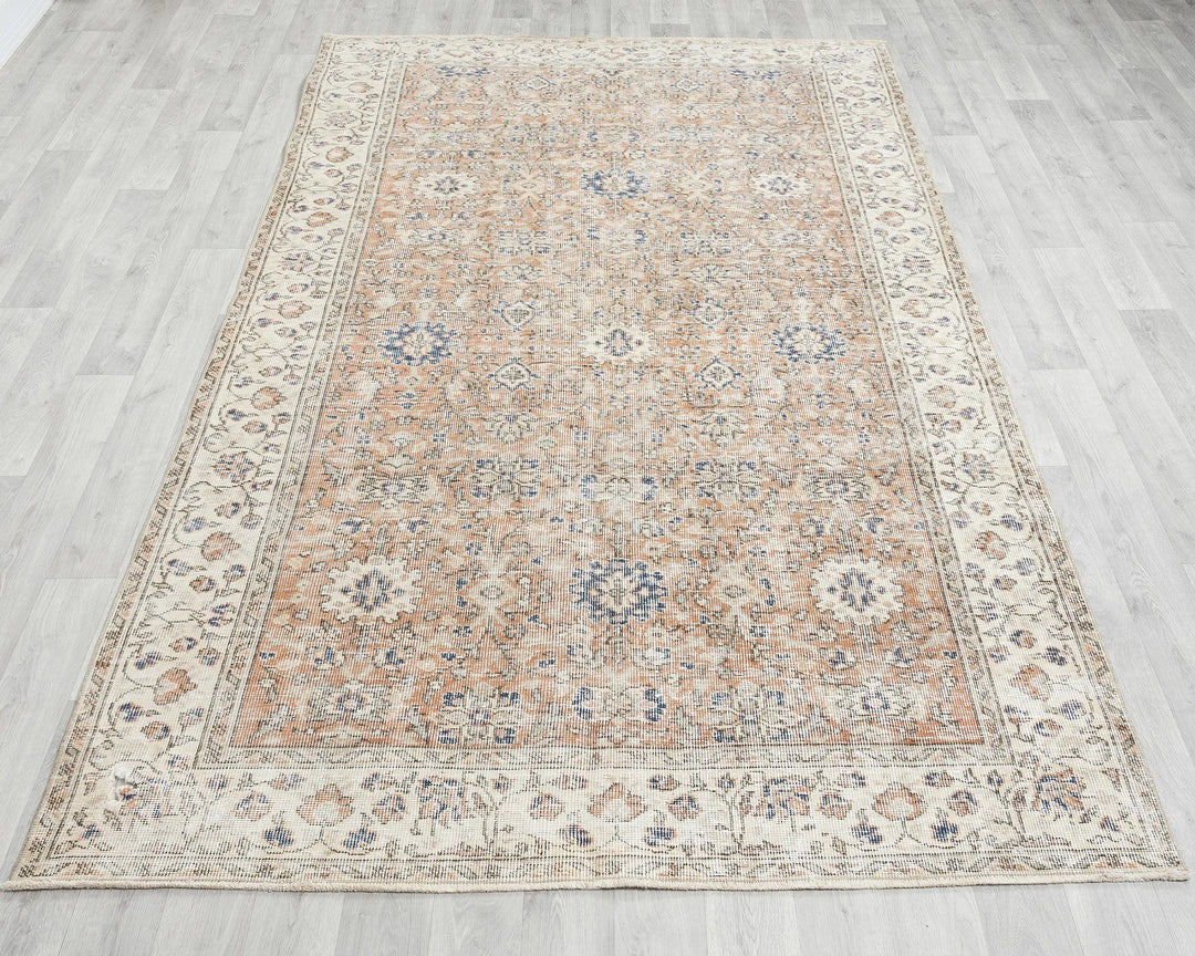 Pink Turkish Oushak Rug 8'8" x 5'1" Hand-Knotted | No. VR87194