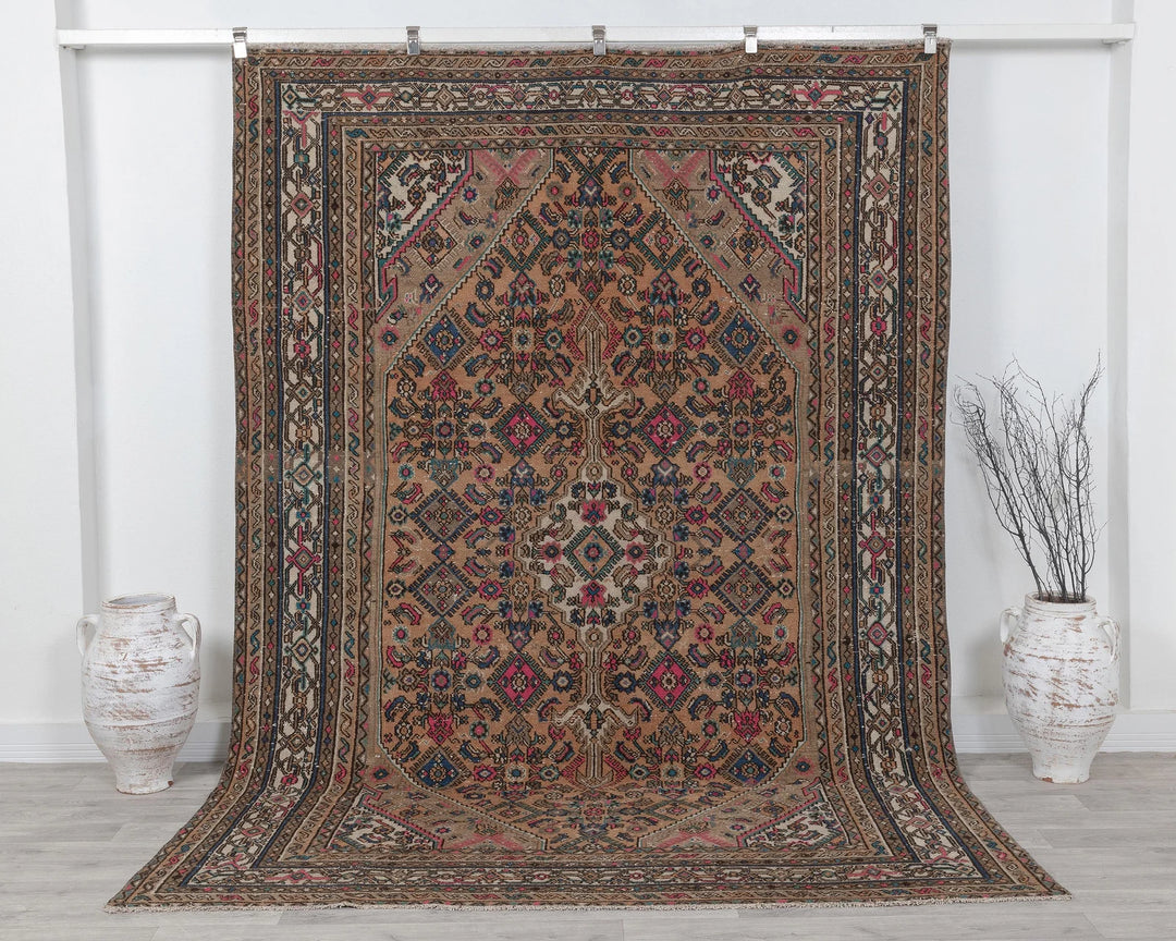 Multicolor Turkish Oushak Rug 6'11" x 9'4" Hand-Knotted | No. VR87294