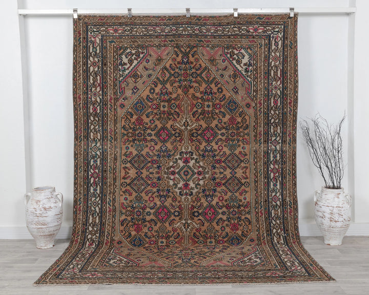 Multicolor Turkish Oushak Rug 6'11" x 9'4" Hand-Knotted | No. VR87294