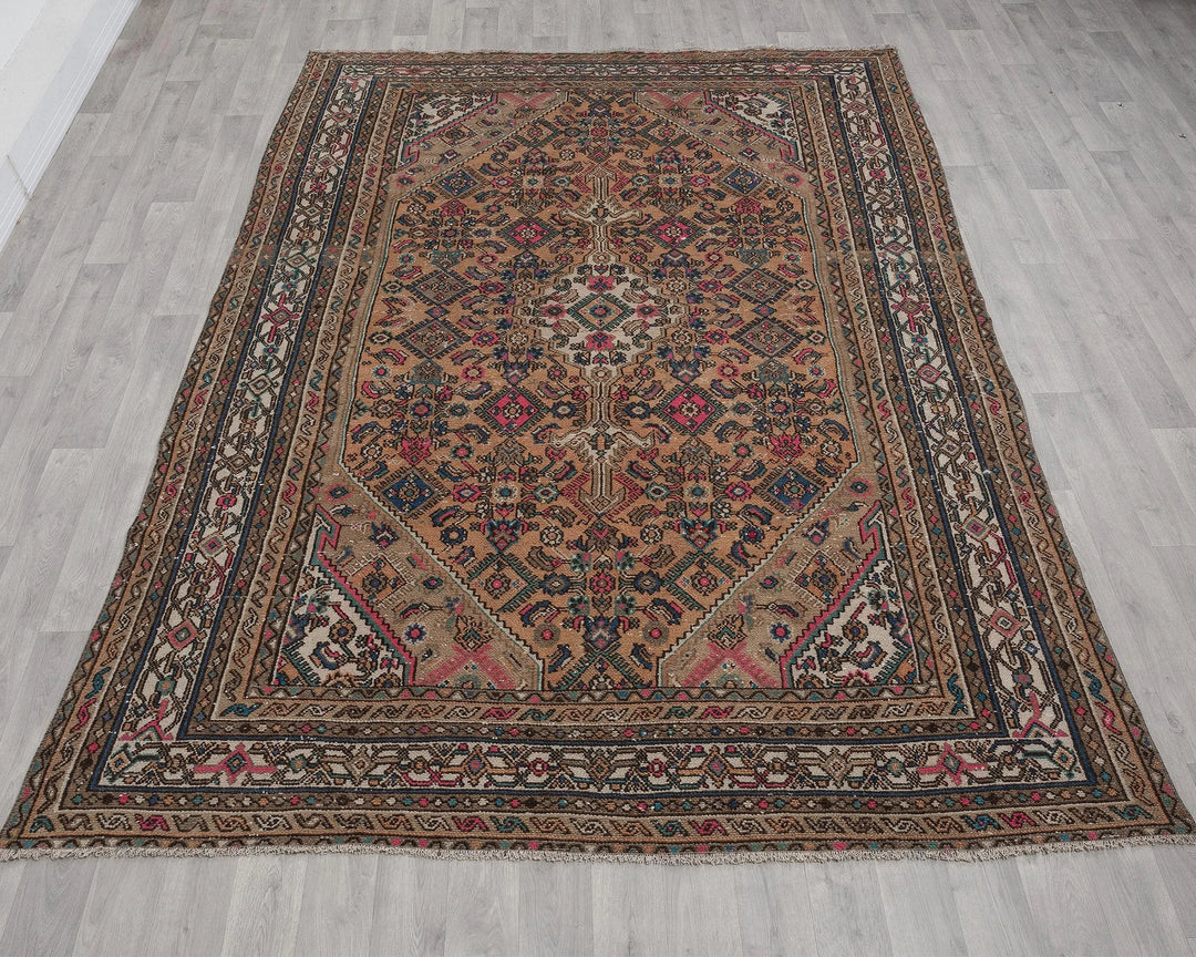 Multicolor Turkish Oushak Rug 6'11" x 9'4" Hand-Knotted | No. VR87294