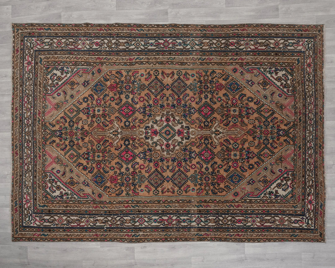Multicolor Turkish Oushak Rug 6'11" x 9'4" Hand-Knotted | No. VR87294