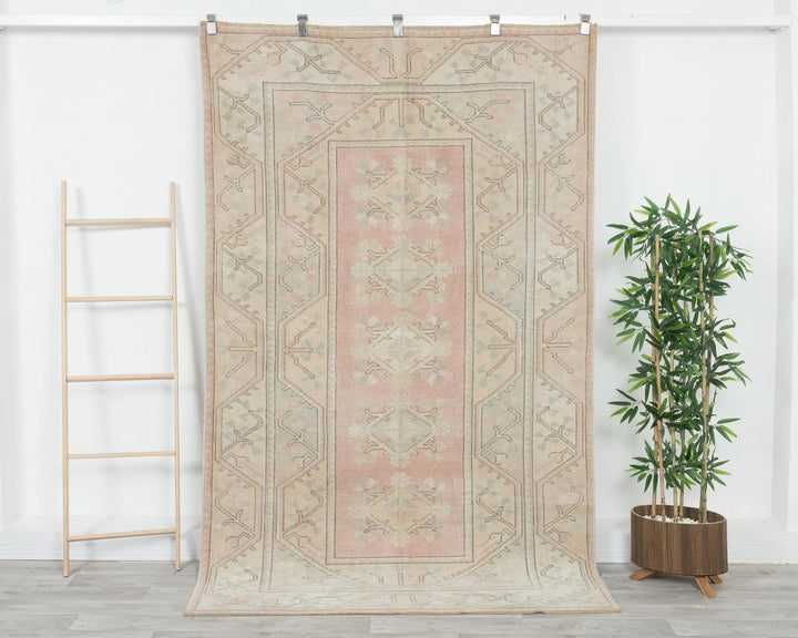 Beige Turkish Oushak Rug 5' x 8' Hand-Knotted | No. VR87334