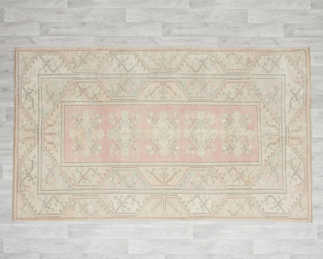 Beige Turkish Oushak Rug 5' x 8' Hand-Knotted | No. VR87334