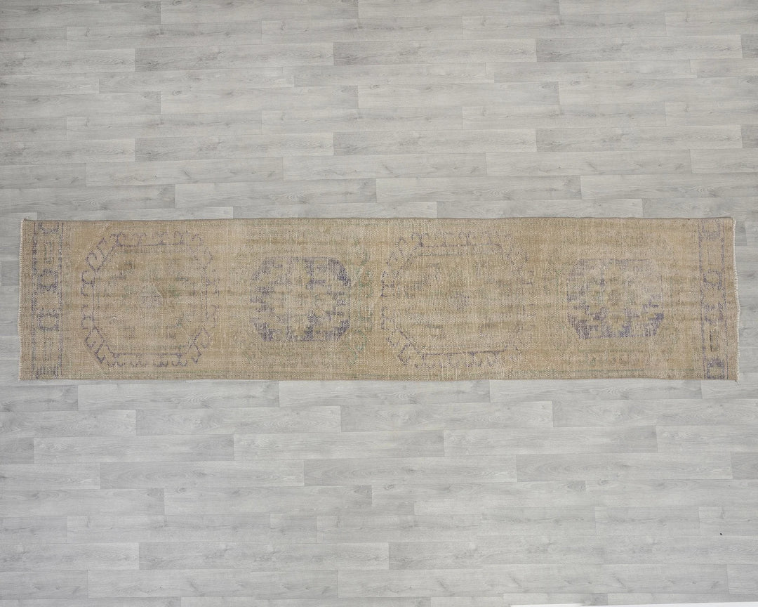 Beige Turkish Oushak Rug 2'7" x 11'4" Hand-Knotted view 9