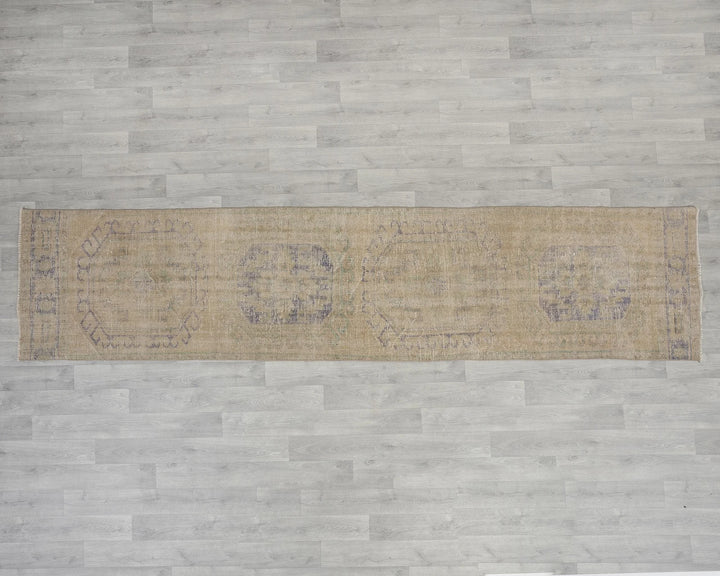 Beige Turkish Oushak Rug 2'7" x 11'4" Hand-Knotted view 9
