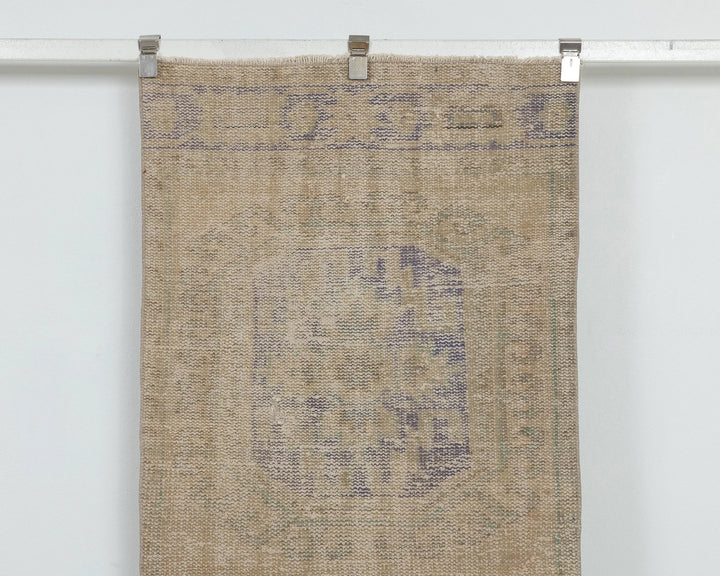 Beige Turkish Oushak Rug 2'7" x 11'4" Hand-Knotted detail