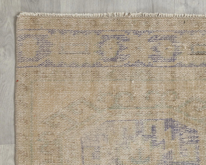 Beige Turkish Oushak Rug 2'7" x 11'4" Hand-Knotted border