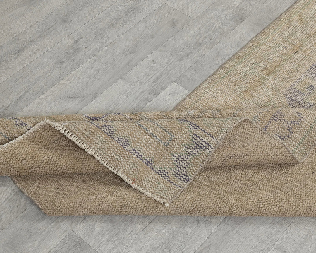 Beige Turkish Oushak Rug 2'7" x 11'4" Hand-Knotted field