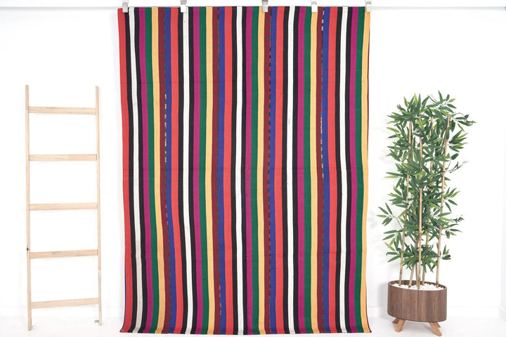Multicolor Turkish Kilim Rug 6'8" x 5' Flat-Weave | No. VR87418