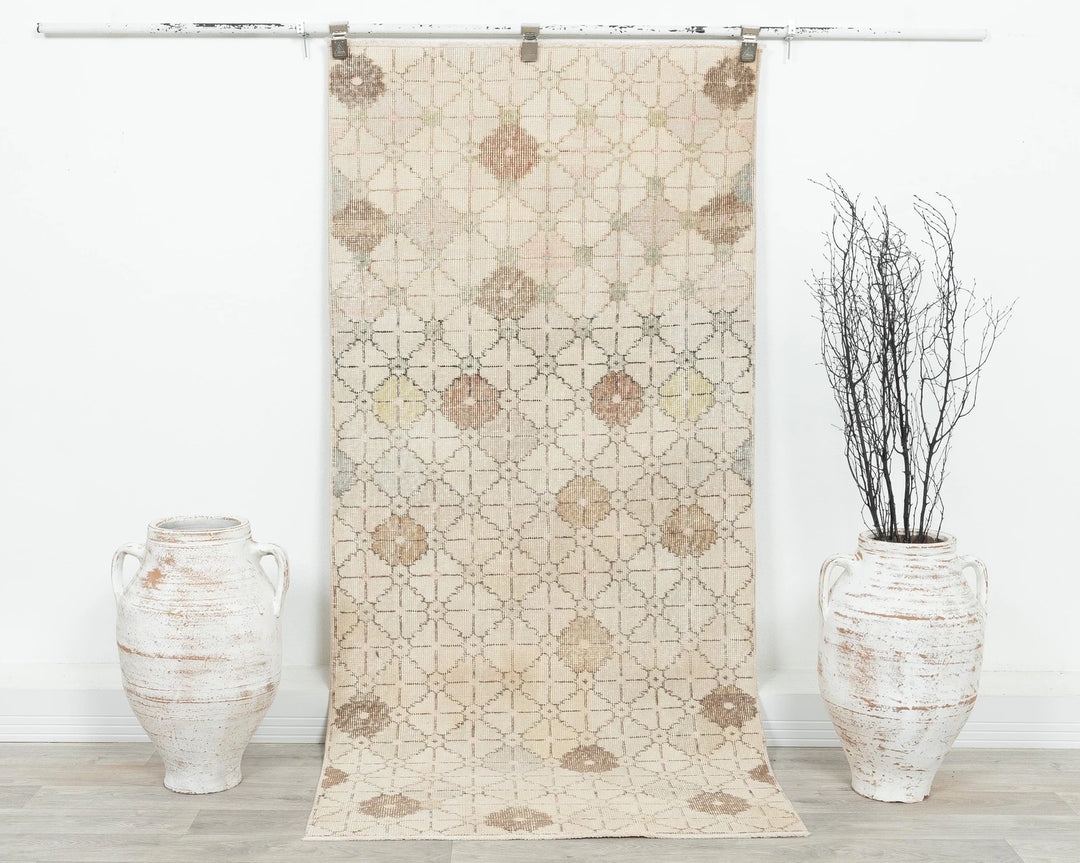 Beige Turkish Oushak Rug 3' x 6' 7" Hand-Knotted | No. VR87435