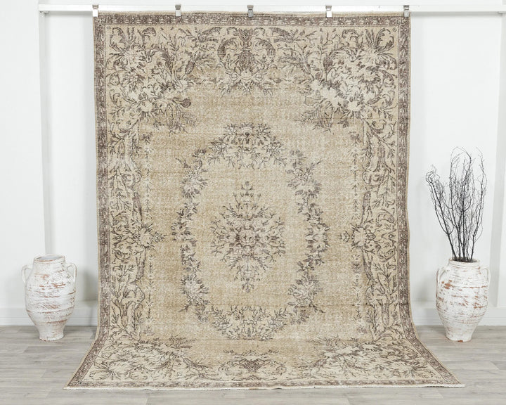 Multicolor Turkish Oushak Rug 6'9" x 9'6" Hand-Knotted | No. VR87478