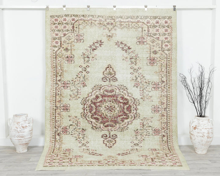 Multicolor Turkish Oushak Rug 6' 6" x 9' 7" Hand-Knotted