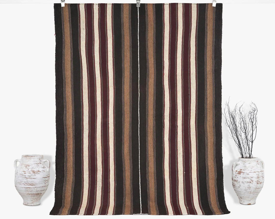 Brown Turkish Kilim Rug 5' 5" x 7' 5" Flat-Weave | No. VR87877
