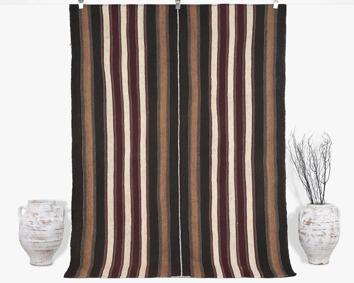 Brown Turkish Kilim Rug 5' 5" x 7' 5" Flat-Weave | No. VR87877