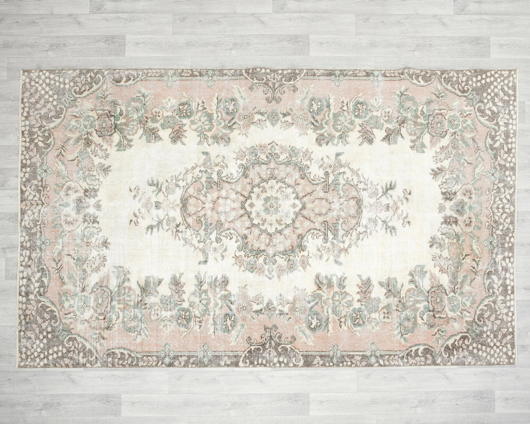 Beige Turkish Oushak Rug 5' 5" x 8' 10" Hand-Knotted view 9
