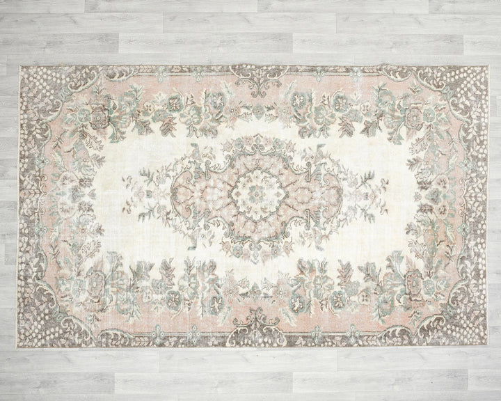 Beige Turkish Oushak Rug 5' 5" x 8' 10" Hand-Knotted view 9