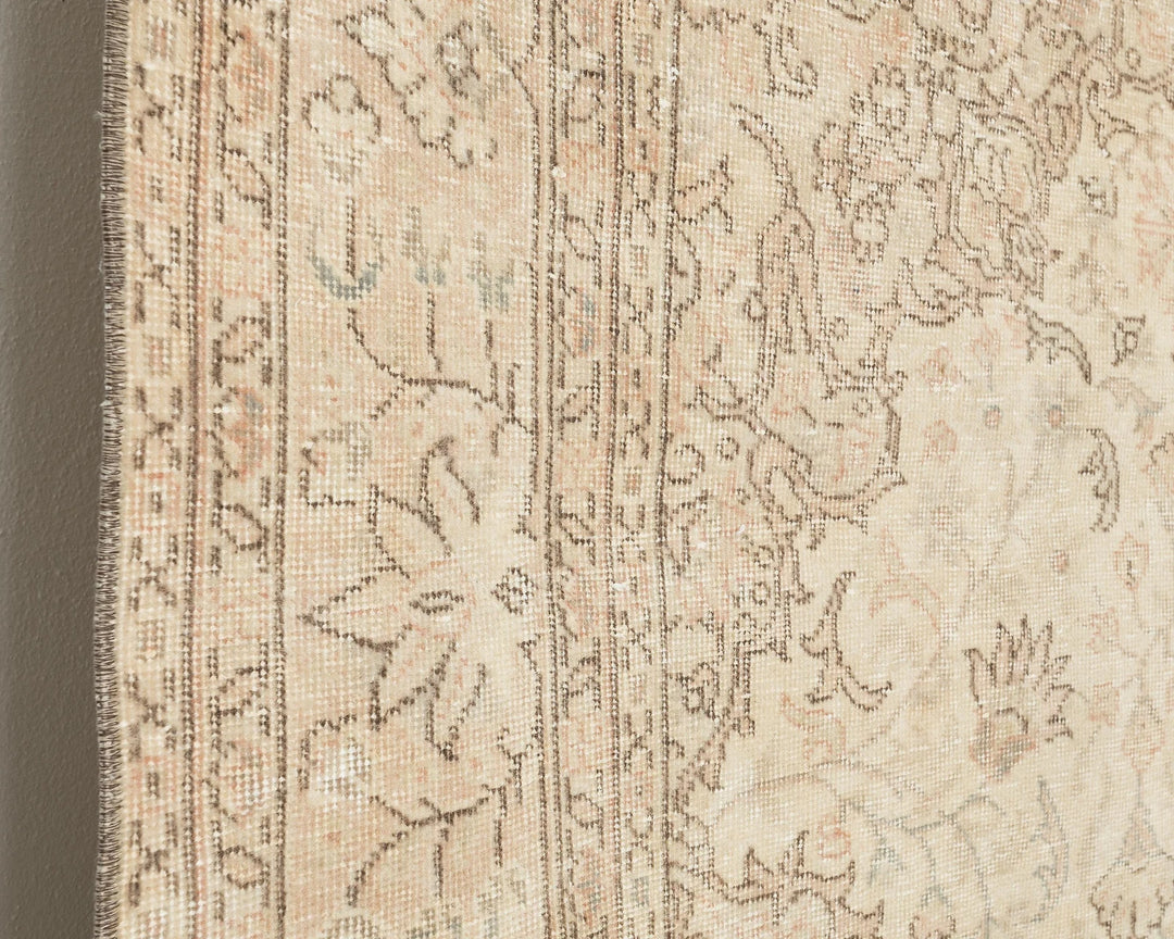 Beige Turkish Oushak Rug 6'6" x 9'5" Hand-Knotted | No. VR88256