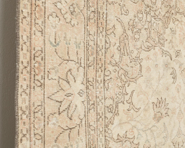 Beige Turkish Oushak Rug 6'6" x 9'5" Hand-Knotted | No. VR88256