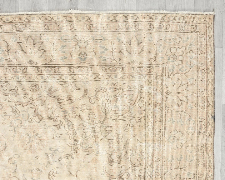 Beige Turkish Oushak Rug 6'6" x 9'5" Hand-Knotted | No. VR88256
