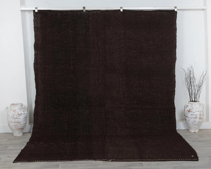 Brown Turkish Kilim Rug 7' 10" x 10' 10" Flat-Weave