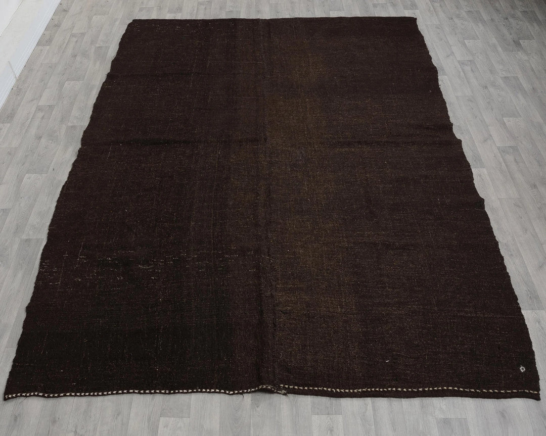 Brown Turkish Kilim Rug 7' 10" x 10' 10" Flat-Weave view 9