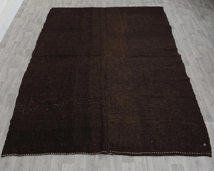 Brown Turkish Kilim Rug 7' 10" x 10' 10" Flat-Weave view 9