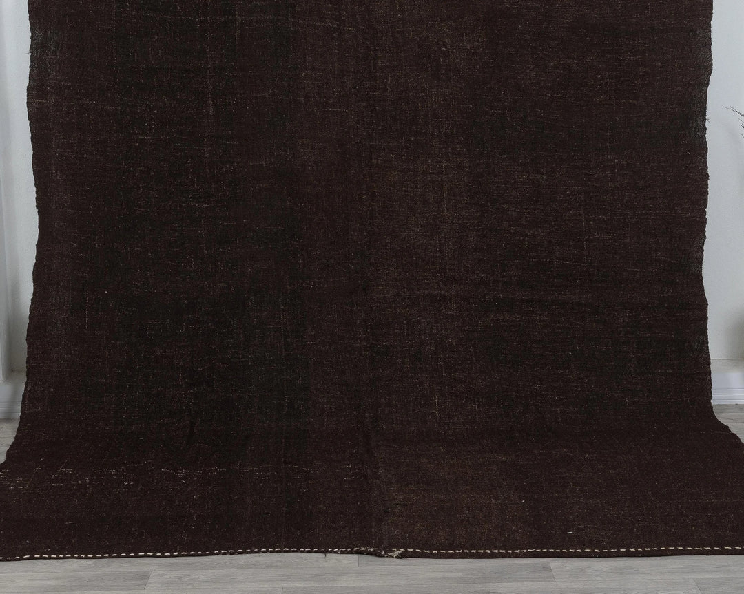 Brown Turkish Kilim Rug 7' 10" x 10' 10" Flat-Weave detail