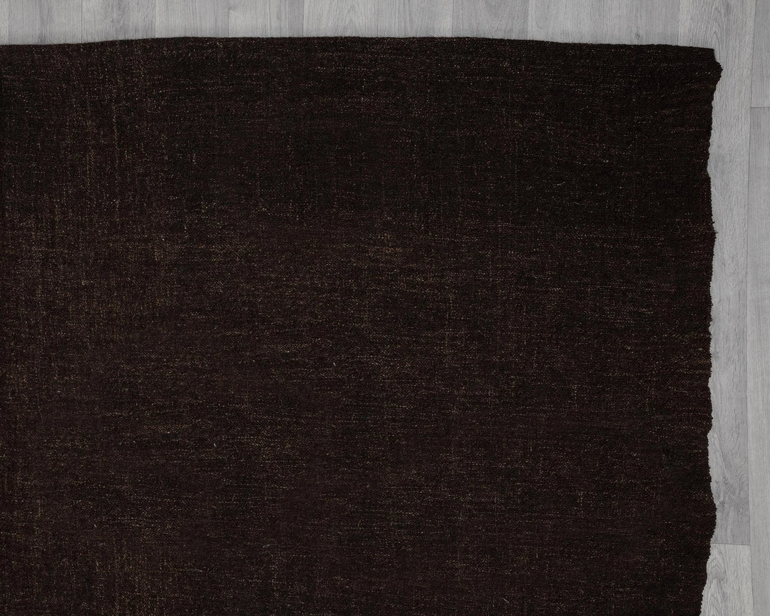 Brown Turkish Kilim Rug 7' 10" x 10' 10" Flat-Weave border