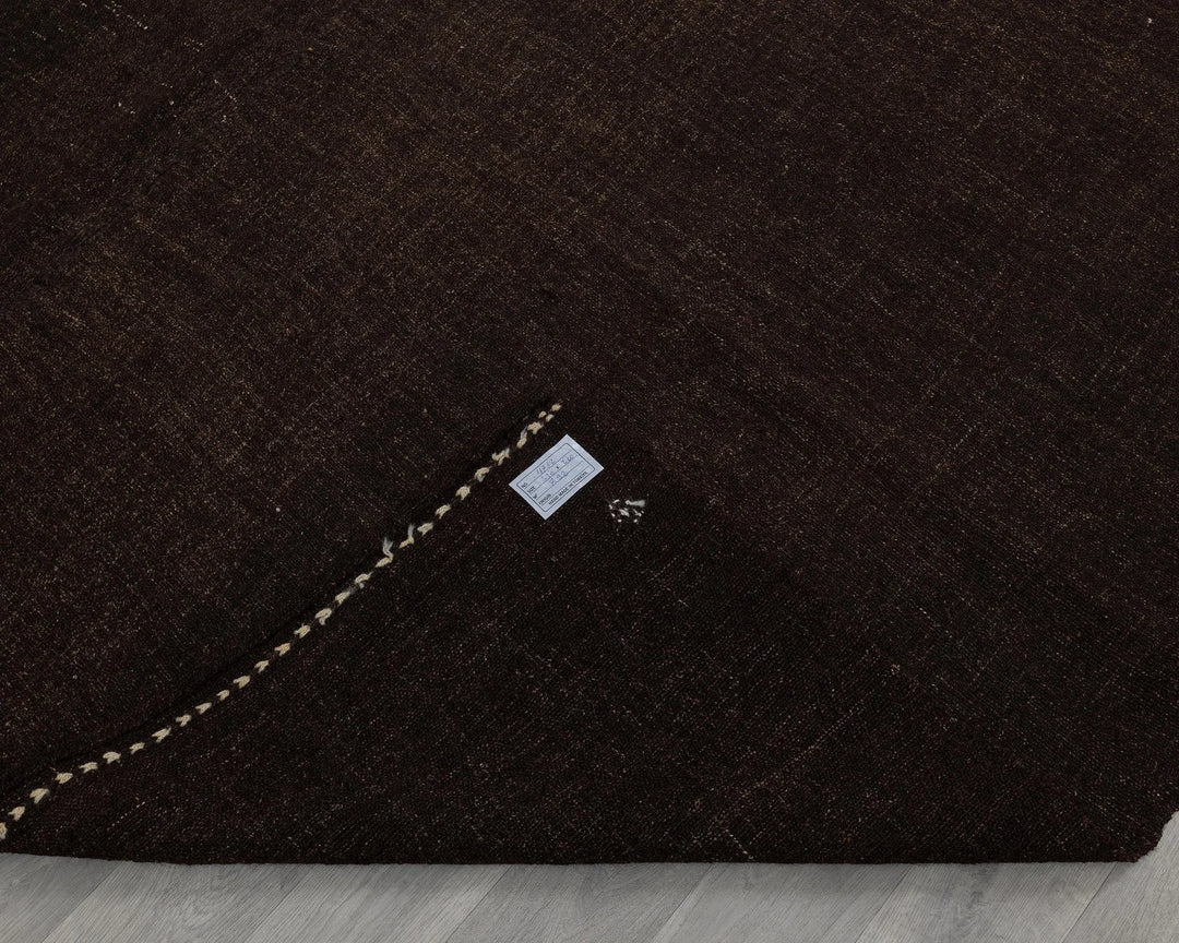 Brown Turkish Kilim Rug 7' 10" x 10' 10" Flat-Weave field