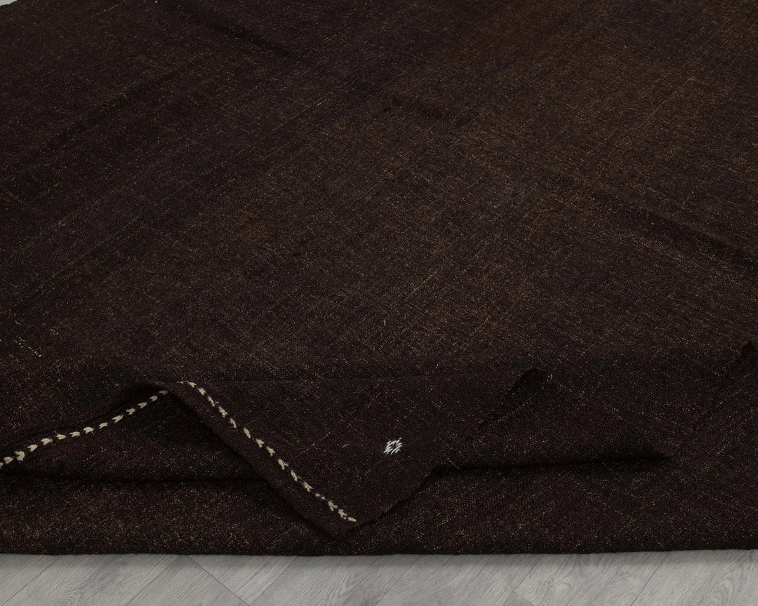 Brown Turkish Kilim Rug 7' 10" x 10' 10" Flat-Weave texture