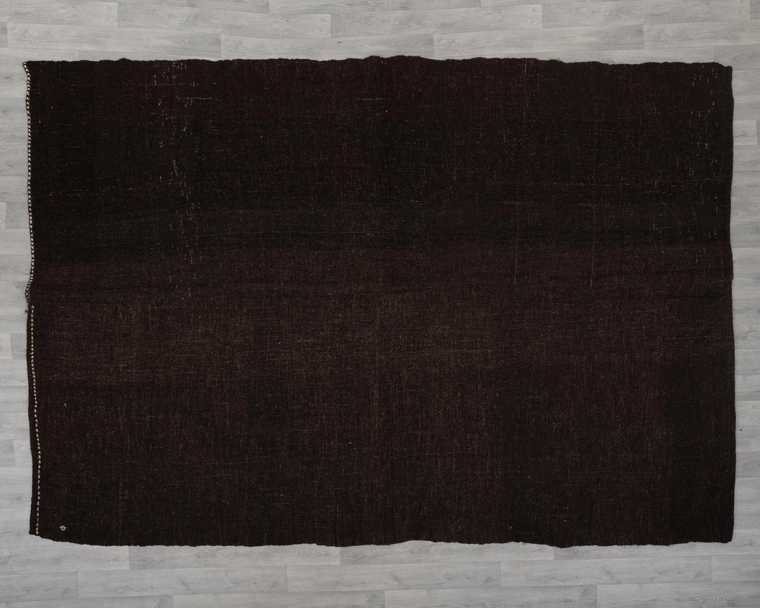 Brown Turkish Kilim Rug 7' 10" x 10' 10" Flat-Weave reverse
