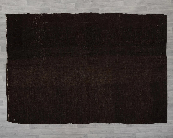 Brown Turkish Kilim Rug 7' 10" x 10' 10" Flat-Weave reverse