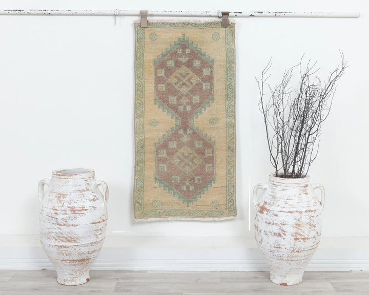 Beige Turkish Oushak Rug 1'8" x 3'3" Hand-Knotted | No. VR88447