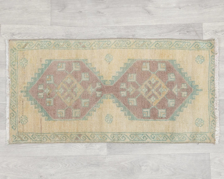 Beige Turkish Oushak Rug 1'8" x 3'3" Hand-Knotted | No. VR88447