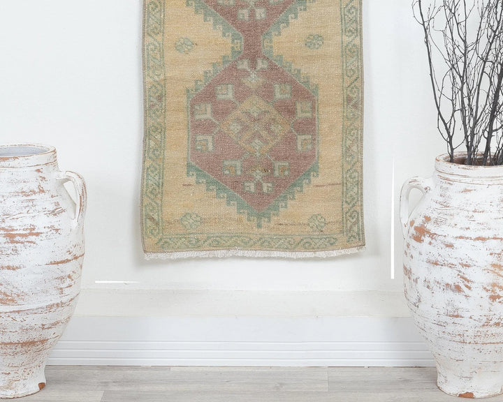 Beige Turkish Oushak Rug 1'8" x 3'3" Hand-Knotted | No. VR88447
