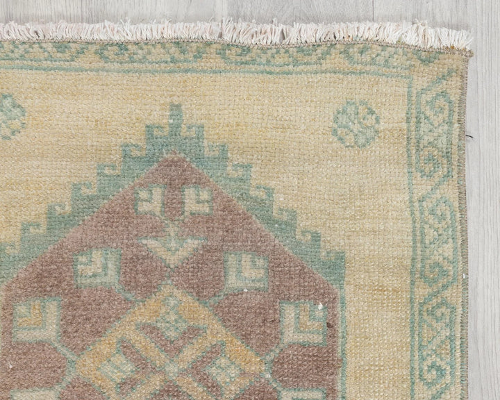 Beige Turkish Oushak Rug 1'8" x 3'3" Hand-Knotted | No. VR88447