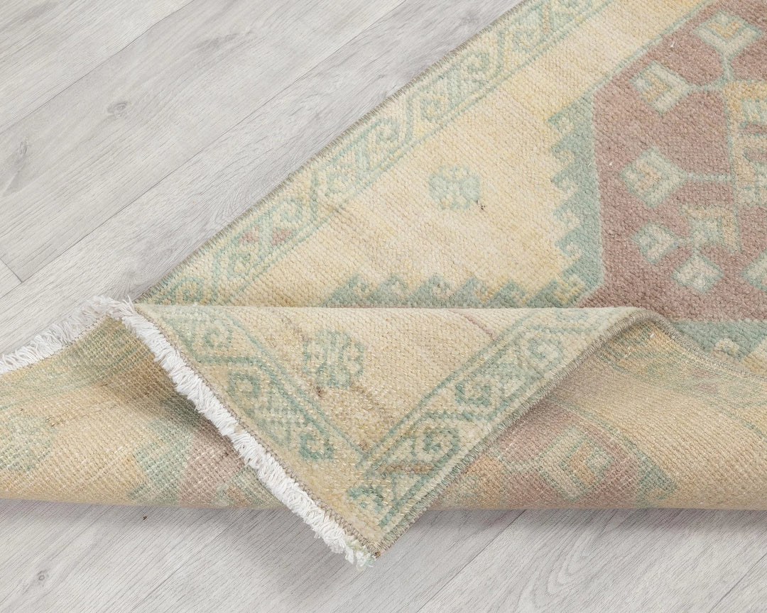 Beige Turkish Oushak Rug 1'8" x 3'3" Hand-Knotted | No. VR88447