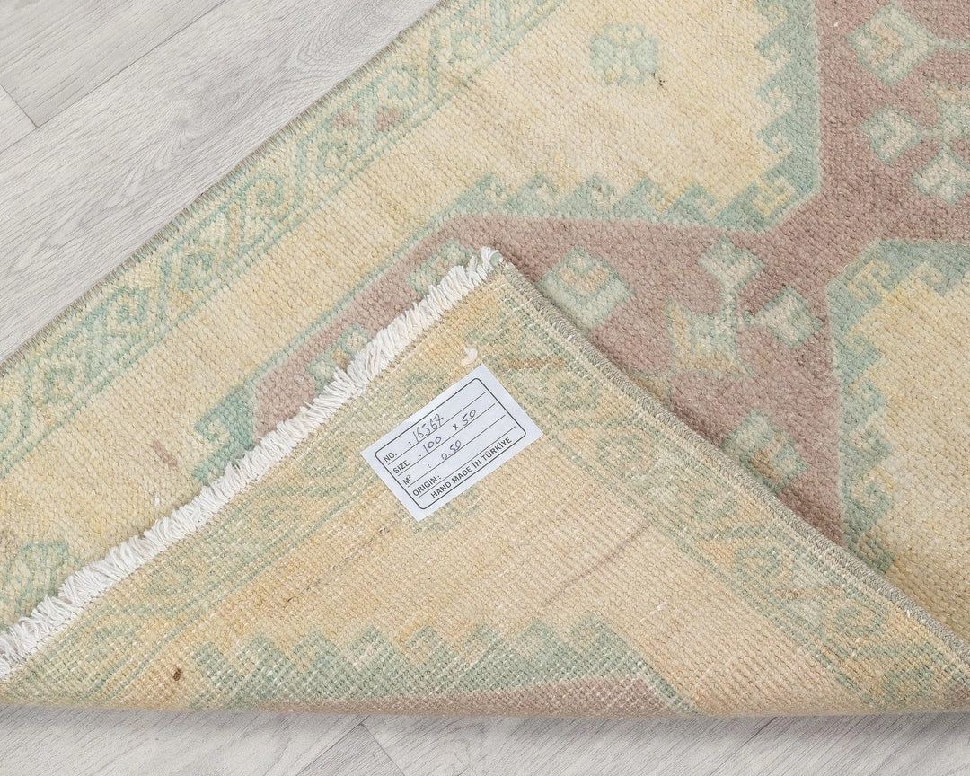 Beige Turkish Oushak Rug 1'8" x 3'3" Hand-Knotted | No. VR88447