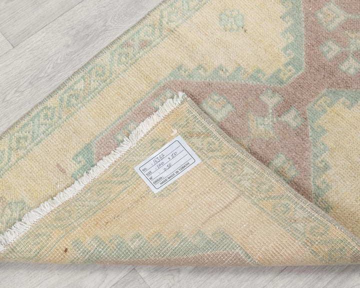 Beige Turkish Oushak Rug 1'8" x 3'3" Hand-Knotted | No. VR88447
