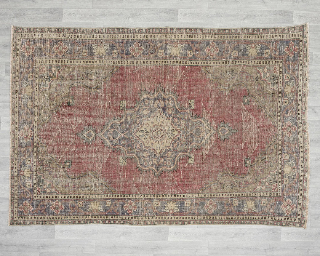 Multicolor Turkish Oushak Rug 5'11" x 9'2" Hand-Knotted view 9