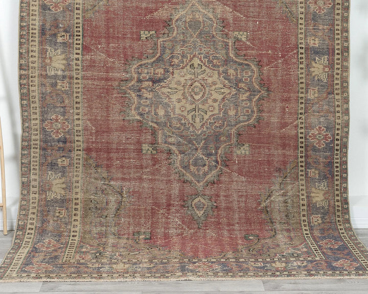 Multicolor Turkish Oushak Rug 5'11" x 9'2" Hand-Knotted detail