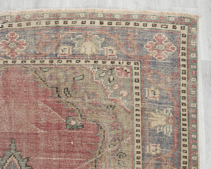 Multicolor Turkish Oushak Rug 5'11" x 9'2" Hand-Knotted pattern