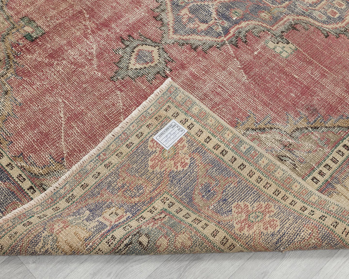 Multicolor Turkish Oushak Rug 5'11" x 9'2" Hand-Knotted texture