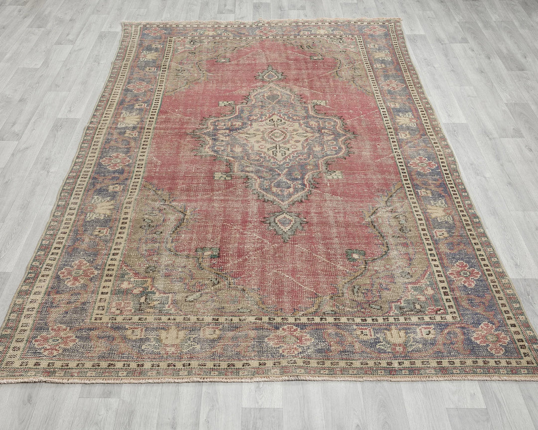 Multicolor Turkish Oushak Rug 5'11" x 9'2" Hand-Knotted reverse