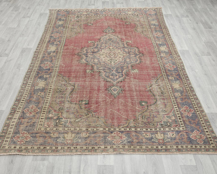 Multicolor Turkish Oushak Rug 5'11" x 9'2" Hand-Knotted reverse