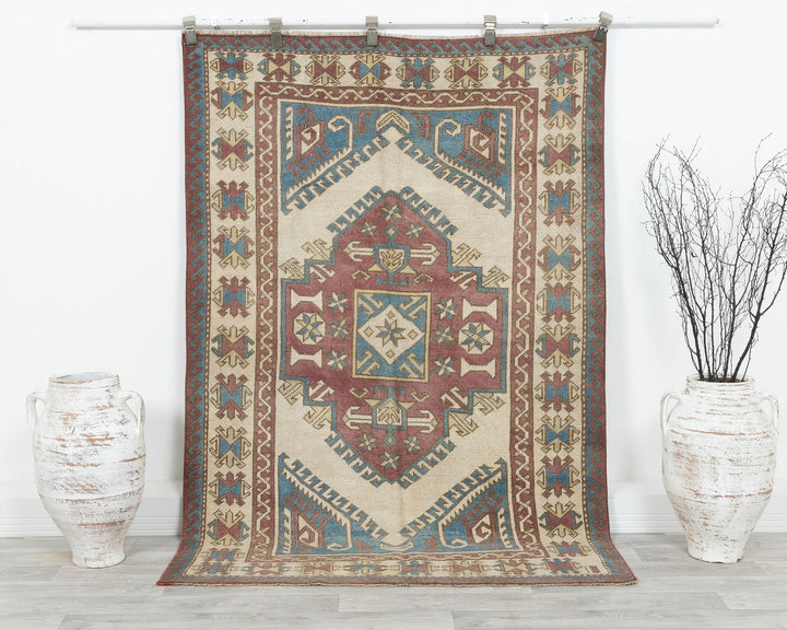 Multicolor Turkish Oushak Rug 4' 4" x 6' 11" Hand-Knotted | No. VR88840