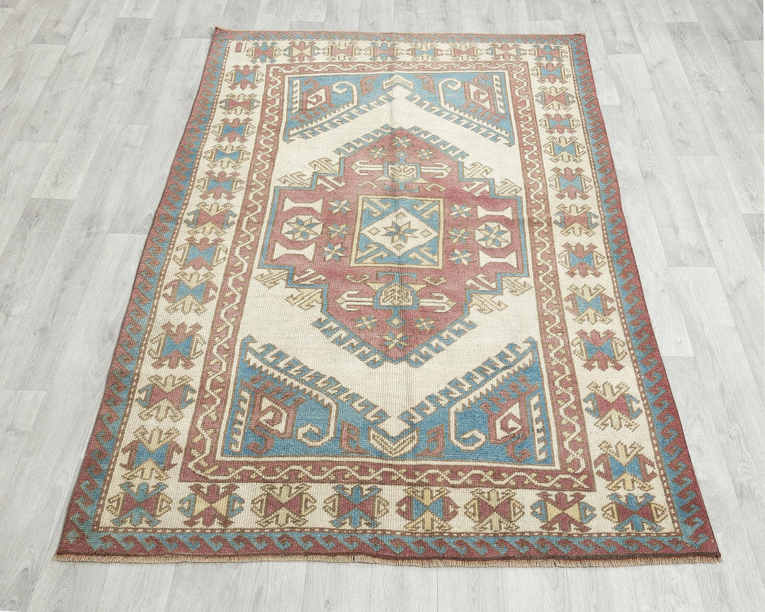 Multicolor Turkish Oushak Rug 4' 4" x 6' 11" Hand-Knotted | No. VR88840