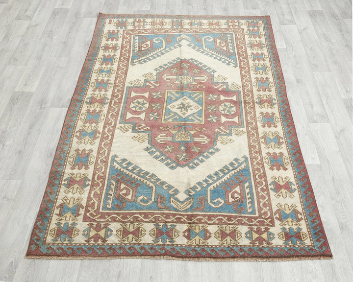 Multicolor Turkish Oushak Rug 4' 4" x 6' 11" Hand-Knotted | No. VR88840